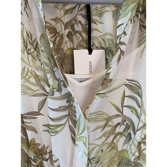 NWT 41 Hawthorn Tropical Print Waist Dress with Attached Slip Large Petite - Picture 4 of 6